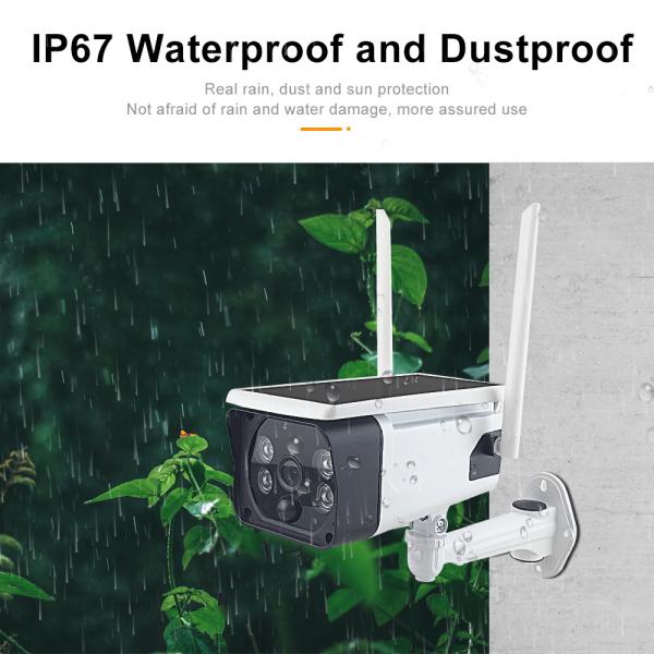Outdoor Tuya IP67 Solar Powered Security Camera With Motion Sensor