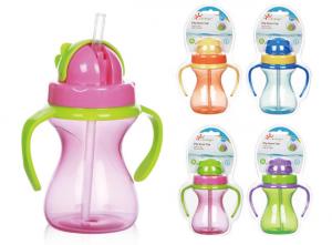 China Double Handle PP Silicone BPA Free 9oz 290ml Baby Straw Cup on sale
