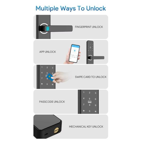 Ttlock Biometric Fingerprint Door Lock 38mm - 55mm Bluetooth Password Lock Digital