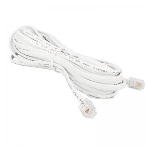  6P4C RJ11 Plug To Plug White Telephone Flat Cable 26AWG*4C Manufactures
