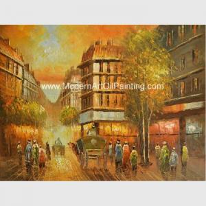 China Framed Paris Oil Painting Eiffel Tower Paris Street Eco-Friendly For Leisure Clubs on sale