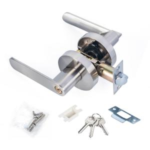  Satin Nickel Lever Set Lock Living Room Bedroom Bathroom Tubular Door Handle Lock Manufactures