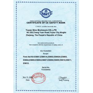 Yuyao Sino Enclosure Co. Ltd Certifications