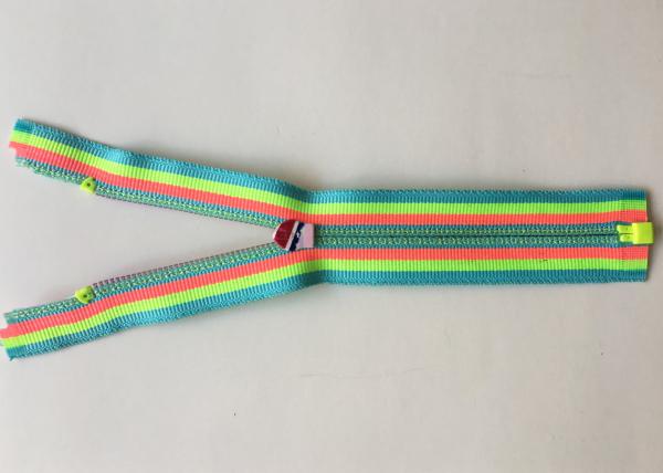 Rainbow Coloured Cotton Webbing Straps Gradient Teeth Zipper With Original for Garment