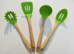 hot sale silicone kitchen Utensils cooking tools with wood bamboo handle
