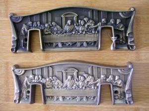 China Last Supper Design Casket Corner Plaques , Resin Coffin Accessories Antique Copper Color on sale