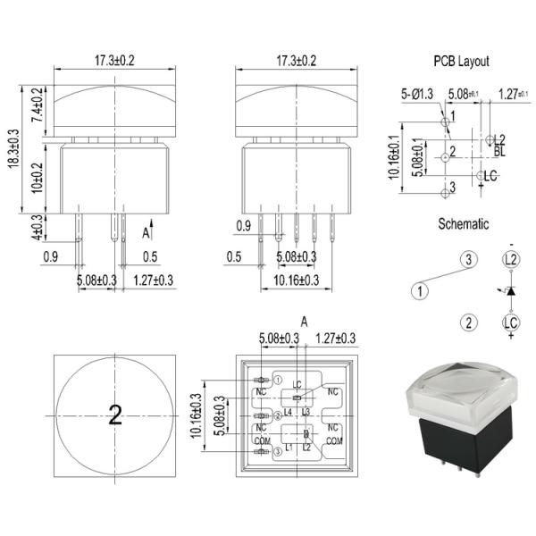 NKK UB2 SPDT Momentary Illuminated Latching Switch For Matrix Controller