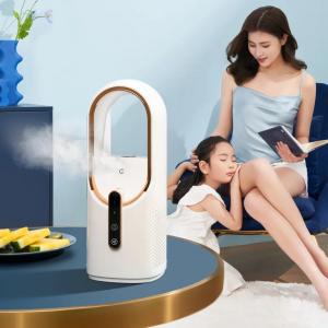 China Wholesale Leafless Electric Mist Fan 2200mAh Large Battery Well Design Cold Mist Humidifier Portable Safety Mist Fan Humidifier on sale
