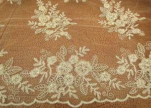 China Gold Mesh Tulle Corded Lace Fabric with Floral Embroidery for Bridal Wedding Dress on sale