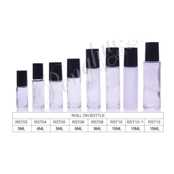 OEM Oil Glass Roll On Bottles Frosted 10ml With Gold Sliver White Black Cover