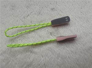 China Fluorescent Green Rope Eye Catching Rubber Zipper Puller For Outdoor Sportswear on sale