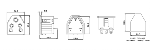 Universal Grounded India Type D Travel Power Plug Adapter Electrical Sockets 6A 240V AC 3 Pin Triangular Outlet 50 Hz