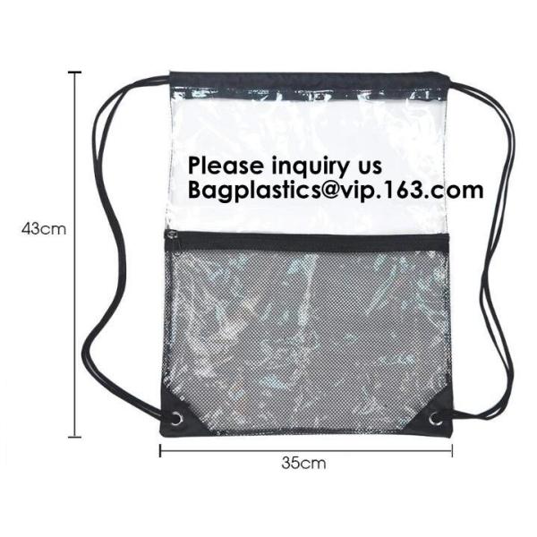 Transparent PVC Drawstring Bag With Colorful Rope,Clear PVC drawstring bag with gold string,Pvc Strips Printing Gift Pac