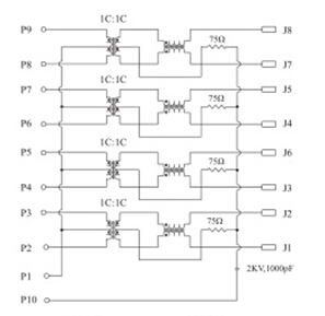10 / 100 / 1000 Base - T RJ45 Jack Integrated Magnetic Connector Modules