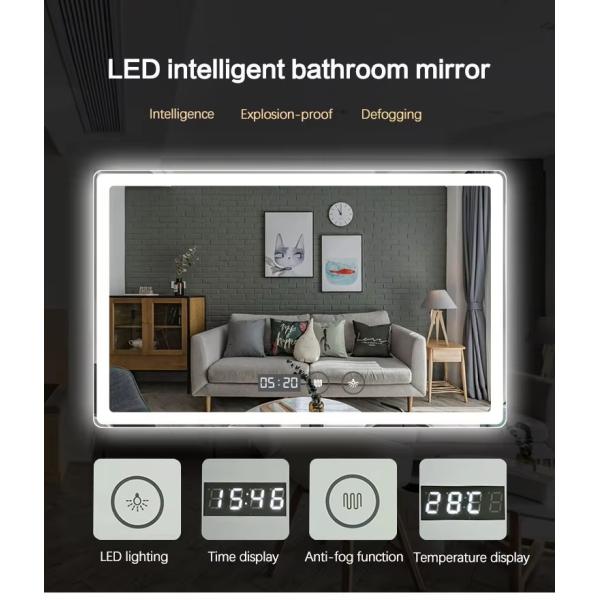 Waterproof Defogger Touch Switch Rectangular Smart Bathroom Mirror
