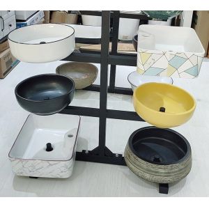 China Simple Metal Display Stands Bathroom Water Sink Washing Hand Basin Metal Display Rack on sale