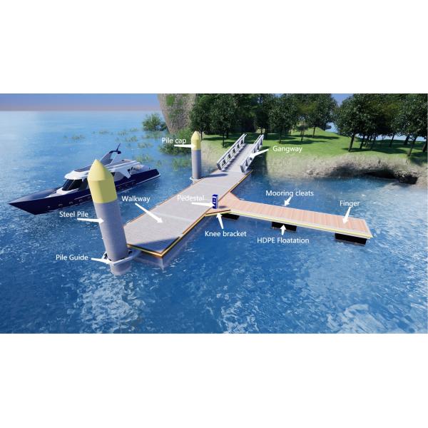 Marine Aluminium Gangway Anti Skid Walkway Floating Bridge / Floating Pontoon