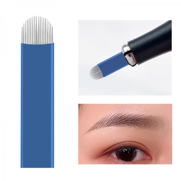 Blue 0.2mm 18U Nano Microblading Needles Eyebrow Permanent Makeup Pins Manual Blade
