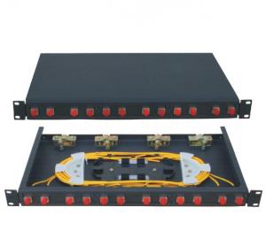 China Fixed type Rack Mounted terminal box FC connector  12 ports  Fiber Optic Patch Panel 24 fiber black cold-rolling sheet on sale