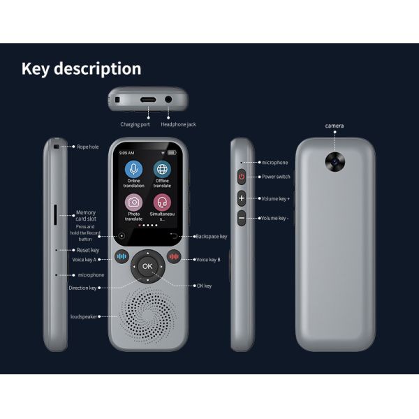 S20 Portable 138 Global Language Smart Translator Online Touch Screen Real-time Language Instant AI Translator