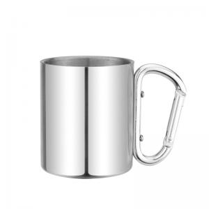 China 220ml - 400ml Double Wall Stainless Steel Coffee Mug With Carabiner Handle on sale