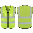  Reflective Outdoor PPE Safety Workwear Zipper Pockets Vest For Construction Companies Manufactures