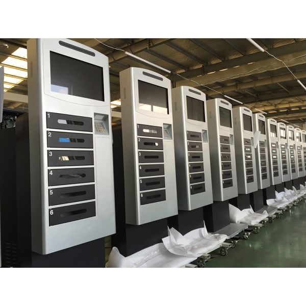 Coin Operated Floor Stand Cell Phone Charging Machine Mobile Phone Charging Station with 43" LCD screen