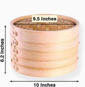 China Eco Friendly Bamboo Steamer Basket Round Shape 10 Inch Bamboo Food Steamer on sale