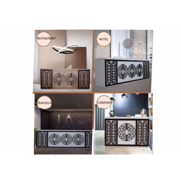 Chinese Style Reception Desk Display Case With Beautiful Hollow Carving Light