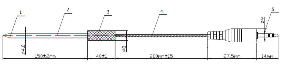Food Grade SS304 Probe BBQ Temperature Sensor With Aluminum Handle