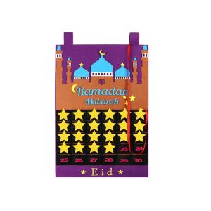  Ramadan Advent Felt Calendar Eid Mubarak Hanging Countdown Calendar 20*14'' Manufactures