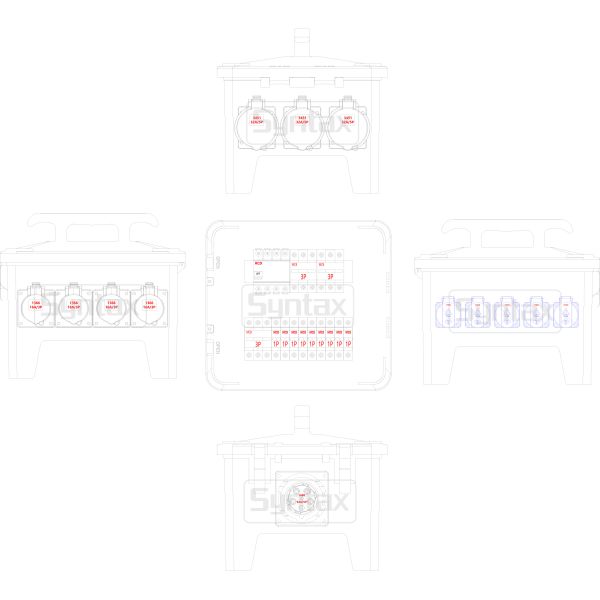 Syntax MP24 Portable Distribution Box 63AMP IP67 Three Phase Temporary Box