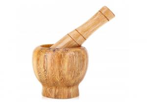 China 100% Natural Bamboo Mortar And Pestle Set Antimicrobial Customized Size on sale