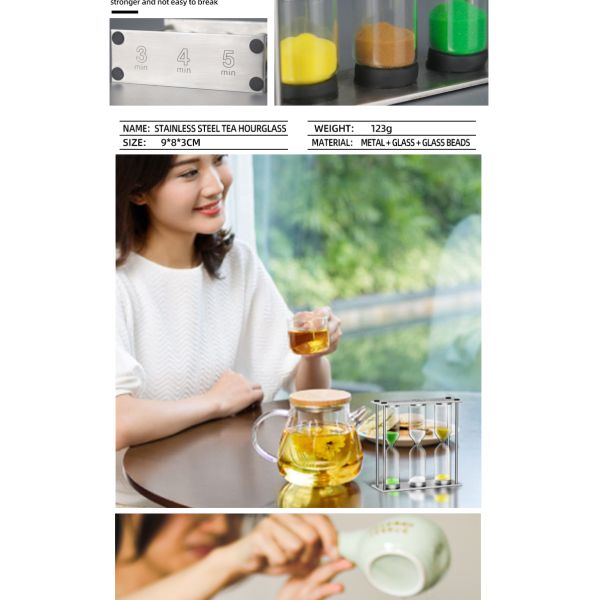 Tea Sand Timer Hourglass Luxury Style Classic 3 In 1 Sand Timer Clock