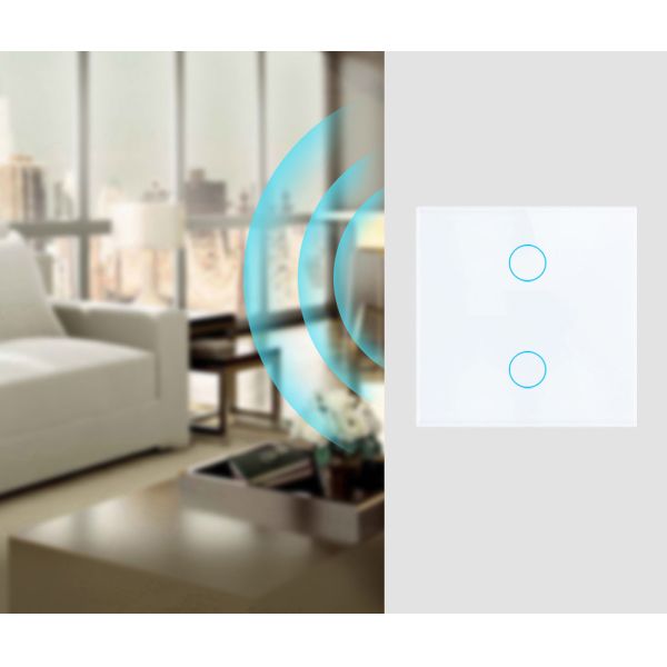 Tuya Eu standard 2gang APP Control Glass Touch Operated Smart Wifi Light Dimmer Switch