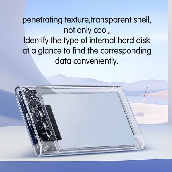 2.5-inch SATA hard drive enclosure with USB Type-C connection port visible