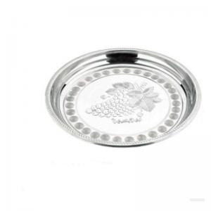  Kitchenware Stainless Steel Round Tray Embossed Silver Color Fashional Design Manufactures