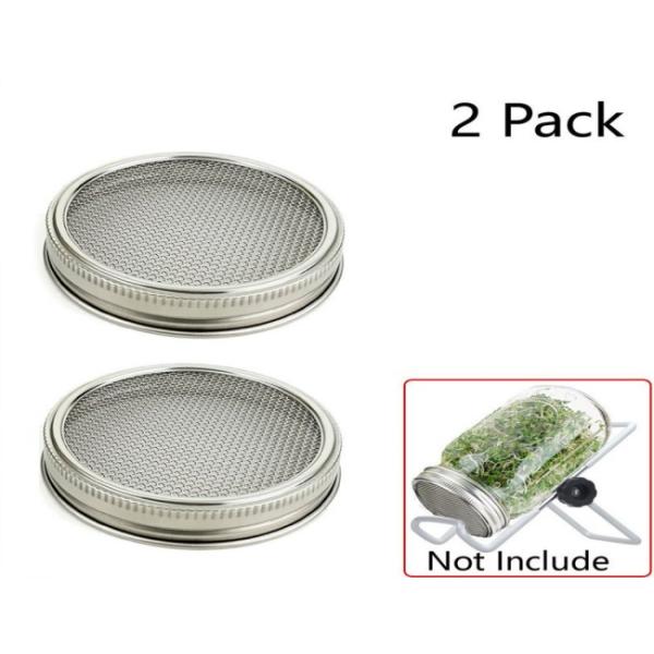 304 Stainless Steel Round Mason Jar Sprouting Lid with Non Rusting Metal Screen for Seed Sprouting