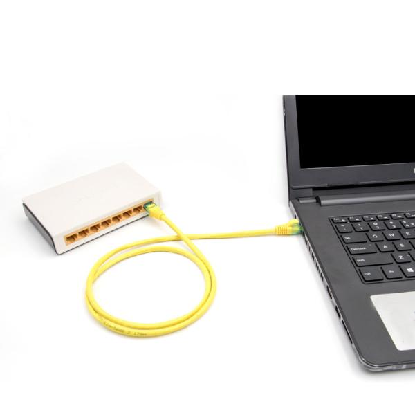 Switch Router Modem 2m Yellow Lan Cable / Network Patch Cable For Departments