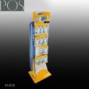  Corrugated paper full color printing floor display stand with hooks for pens Manufactures