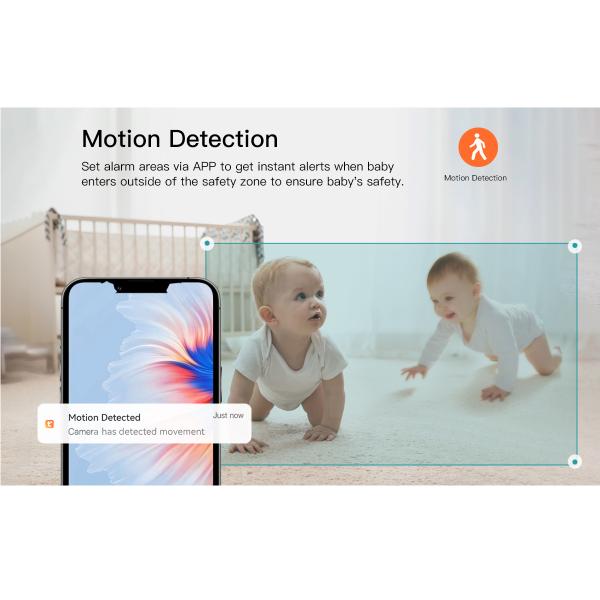 5.5 Inch Tuya Smart Wifi 2.4Ghz Temperature Motion Crying Detection Video Baby Monitor