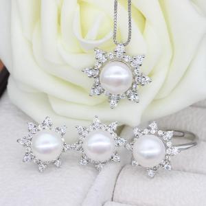  Freshwater Pearl Jewelry Sets With Necklace Earring Ring Manufactures