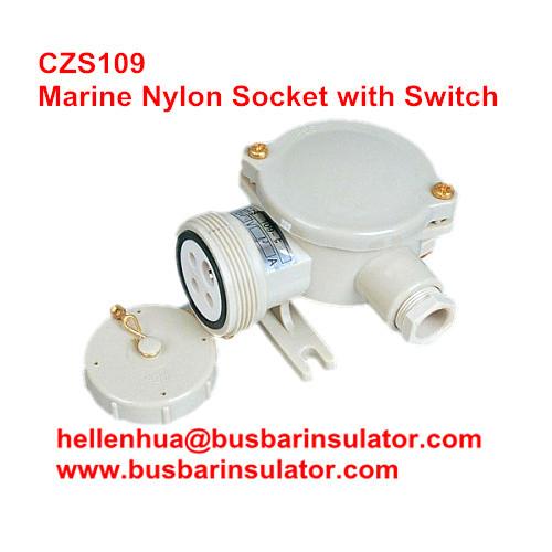 Quality 10A electrical Waterproof socket CZS201 marine nylon industrial socket 1141/D/FS for sale