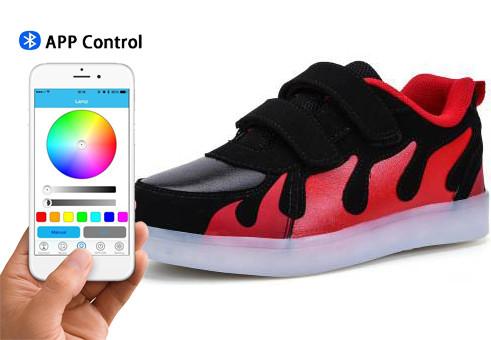 Quality Skate Boys App Controlled LED Shoes Bluetooth Connection Light Up Sneakers For Kids for sale
