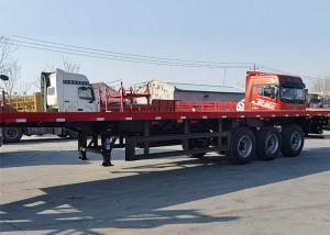  60 Tons Flatbed Truck Semi Trailer 20 / 40 FT Container Shipping 3Axles Manufactures