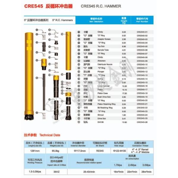 Forging Manufacturing Process RC DTH Hammers Re545 Hammer ISO 9001 2000 Certified