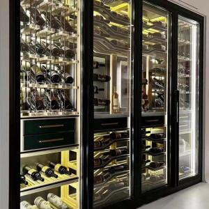  Black Metal Wine Cabinet Floor Standing Embedded Wine Locker Manufactures