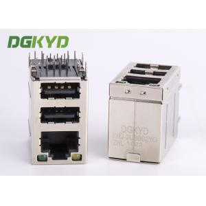  Cat3 RJ45 Connector Stack Over Dual USB 2.0 A Type With Y/G Led Manufactures
