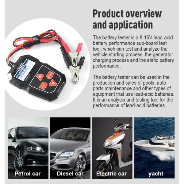 2.0" MSDS 100-2000BCI Car Battery Tester KONNWEI KW208