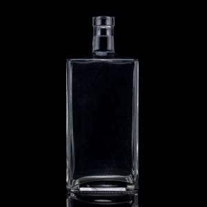  Screen Printing 1000ML Clear Glass Bottle For Vodka Square Shape With Screw Cap Manufactures